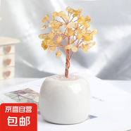 水晶碎石黃紫粉水晶發(fā)財(cái)樹居家辦公桌面裝飾可愛招財(cái)樹小擺件 蘋果杯黃水晶樹