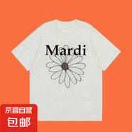 Mari短袖金高銀雛菊腸狗印花女2025夏220克純棉上衣情侶T恤潮 1972燕麥色黑花系列 2XL