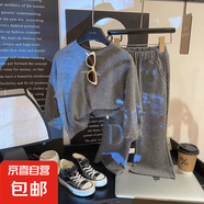 女童秋衣套裝秋冬新款潮流韓版女童衛(wèi)衣套裝小女孩長(zhǎng)袖兩件套157 灰色 童稚樂套裝 175 成人款