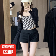 美式休閑辣妹運動短褲子女2025夏季新款外穿高腰修身顯瘦包臀熱褲 黑色【爆款辣妹短褲】 XL 【125-140斤】