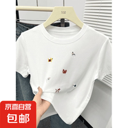 純棉字母印花短袖正肩t恤女修身顯瘦美式辣妹上衣夏GXXX11-50325 白色（高質(zhì)量印花款） XL