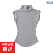 純欲風(fēng)小高領(lǐng)白色短袖t恤女夏季性感緊身螞蟻腰短款辣妹上衣ins潮 灰色 S