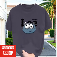 正肩聯(lián)名短袖t恤男2025新款寬松百搭半袖上衣男芝麻街OMS 深灰色 K2046 S 建議:150-160&80-90(斤）