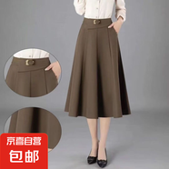A字裙半身裙女2025新款松緊高腰中長(zhǎng)款顯瘦過(guò)膝百褶傘裙子ZHFS 咖啡色 L 建議100-115斤