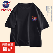 NASAN-JIOEN彩色符號圖案情侶短袖T恤男士夏季潮流百搭休閑上衣ZY 黑色TP-L-9127 2XL 【130-145】