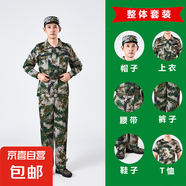 兒童軍訓(xùn)服套裝男初高中大學(xué)生迷彩服女夏季薄款棉質(zhì)勞保工演出服 林地六件套【鞋子備注尺碼】 165 【厘米】