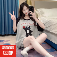 夏季2025年新款睡衣女短袖短褲棉質(zhì)可愛卡通韓版家居服套裝可外穿 Q91091 XL 女
