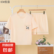 睡衣女夏季短袖短褲可愛(ài)休閑夏天2025年新款女士卡通薄款家居服 A05熊貓 L （建議100-120斤）