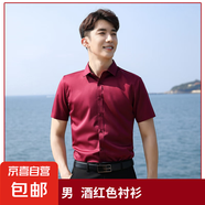 高品質(zhì)職業(yè)白襯衫男女同款夏季短袖工作服襯衣4S銷售工裝酒店前臺(tái) 男-酒紅色 單件襯衫（Z8801） S