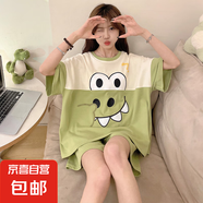 夏季2025年新款睡衣女短袖短褲棉質(zhì)可愛(ài)卡通韓版家居服套裝可外穿 Q91031 M 女