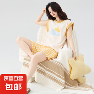 睡衣女款純棉2025新款夏季背心無袖短褲寬松加大碼休閑家居服套裝 Z59014 2XL