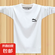 秋季新款長(zhǎng)袖T恤男士春秋休閑圓領(lǐng)寬松透氣百搭體恤薄款打底衫-SL 【一件裝】白色 L 【建議80-95斤】