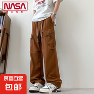 NASA BASE冰絲速干工裝褲子沖鋒褲男士夏季薄款寬松直筒休閑長(zhǎng)褲 JYF-2597磚紅 L