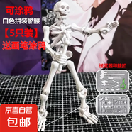 白骷髏可動人偶幸運13多關(guān)節(jié)兵人diy變形可涂鴉男孩拼裝玩具 5個白色骷髏兵+20武器+畫筆 13厘米高