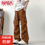 NASA BASE冰絲速干工裝褲子沖鋒褲男士夏季薄款寬松直筒休閑長(zhǎng)褲 JYF-2596磚紅 2XL