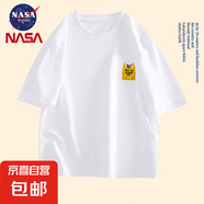 NASAN-JIOEN黃袋涂鴉貓咪圖案情侶短袖T恤男士潮流休閑上衣ZYFS 白色TP-L-9107 XL [125-140]