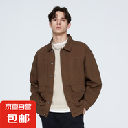 歐拉邦喬 OLA BOMJOOLA春秋美式復古翻領(lǐng)多袋拼接設計休閑百搭水 棕色 4XL 【180-200斤】