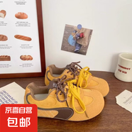 多巴胺丑萌德訓(xùn)鞋女春款小眾雙鞋帶阿甘鞋2025新款復(fù)古休閑鞋 黃色 39