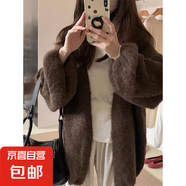 樹(shù)皮紋2025年新工藝開(kāi)衫燈籠袖慵懶風(fēng)百搭毛衣寬松顯瘦春秋款外套 3943咖啡 S  【建議80斤-95斤】