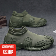 夏季新款網(wǎng)面透氣增高運動(dòng)鞋男士百搭休閑跑步鞋飛織防滑耐磨戶(hù)外 FD-01軍綠 44