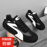 夏季透氣男鞋潮流運(yùn)動鞋情侶款德訓(xùn)鞋賽車鞋薄底休閑鞋男女阿甘鞋 黑色 男 41