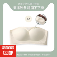 露肩無肩帶抹胸內(nèi)衣女運(yùn)動(dòng)蹦迪防滑條防震透氣不悶無痕裹胸式文胸 D-南法假日 白色 S 【32/70ABC】