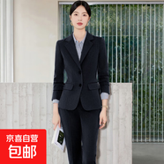 職業(yè)西裝套裝裙女2025新款春秋高端前臺經(jīng)理工裝氣質(zhì)收腰西服外套 黑色外套+5088#西褲 3XL