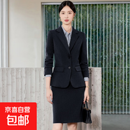 職業(yè)西裝套裝裙女2025新款春秋高端前臺經(jīng)理工裝氣質(zhì)收腰西服外套 黑色外套+3088#半身裙 3XL