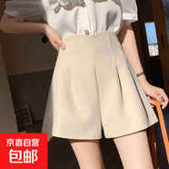 小眾設(shè)計感休閑短褲女新款2025夏季大碼外穿小個子高腰a字闊腿褲 3060淺卡其【百搭西裝短褲】 L 推薦【106-115斤】