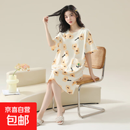 睡裙女夏季純棉女士短袖睡衣女款夏天2025新款連衣裙寬松孕婦可穿 Z623 L