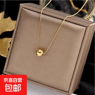 有球必應鈦鋼項鏈女款2024新款鎖骨鏈吊墜項鏈輕奢小眾頸鏈首飾品 金色圓球項鏈 A0295
