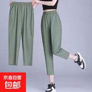 【大碼女褲】2025新款女裝夏季速干褲九分直筒休閑褲哈倫運動(dòng)褲 軍綠色 軍綠色 XL 【建議115-130斤】