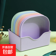 日式家用吐骨頭盤(pán)子創(chuàng  )意骨碟塑料骨頭碟水果盤(pán)吐骨碟帶底座收納盒 1寸 混色20個(gè)裝隨機底座