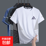 夏季冰絲t恤男圓領(lǐng)速干衣短袖薄款透氣半袖大碼上衣運(yùn)動(dòng)寬松潮-SL 金字塔白色【T恤】 2XL  建議130-145斤