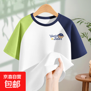男童短袖t恤夏季薄款2025新款帥氣男孩夏裝純棉衣服兒童半袖上衣 陽光熊K綠藍 130