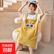 睡裙女夏季可愛(ài)仿棉短袖中長(zhǎng)款連衣裙子夏天2025年新款睡衣家居服 Q56047 XL 女