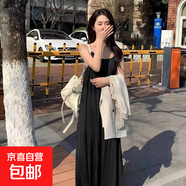 純色垂感無(wú)袖吊帶連衣裙2025夏季新款寬松連衣裙 黑色 M 建議【95-110斤】
