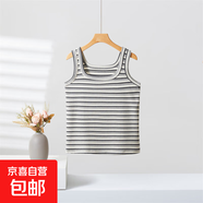 新款法式撞色吊帶背心女外穿內搭春季小眾無(wú)袖條紋針織打底上衣女 深灰色 均碼