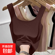 莫代爾短款吊帶背心女夏季內(nèi)搭外穿工字遮副乳無(wú)袖方領(lǐng)上衣打底衫 F58-咖啡色 L 建議96-108斤