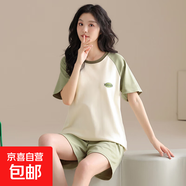 [純棉]睡衣女夏季套頭短袖短褲休閑款家居服套裝可外穿女cker CKE-W6177A XL