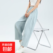 韓系奶奶褲女2025新款薄款腰休閑松緊腰高級感小個(gè)子奶芙哈倫褲 藍色-常規款 XL