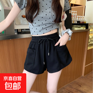 辣妹運動(dòng)短褲女2025夏季新款百搭外穿熱褲高腰顯瘦a字短褲女ins 黑色【貝貝棉-原版品質(zhì)】 2XL 【130-145斤】