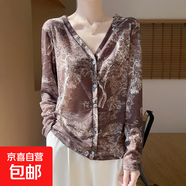 2025春夏針織開(kāi)衫女新款外搭空調衫毛衣外套/RWM11-X 棕白韻律 M 90-105斤