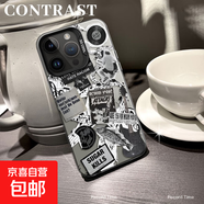 謝圖聯(lián) 適用蘋果16手機(jī)殼Pro男女iPhone15新款14磨砂13防摔12海報(bào)吉他11ProMax潮牌8plus保護(hù)套7 透黑-海報(bào)吉他 蘋果XSMAX