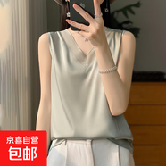 2025夏季款吊帶背心短袖女西裝內(nèi)搭寬松顯瘦緞面V領(lǐng)背心/RWD20-X 豆綠色 XL