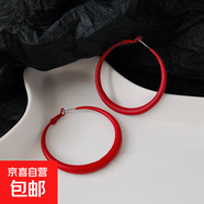 銀針安可拉紅色耳圈耳環(huán)韓國(guó)簡(jiǎn)約時(shí)尚設(shè)計(jì)感耳墜網(wǎng)紅氣質(zhì)耳飾批發(fā) 銀針-紅色