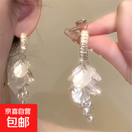 度假風(fēng)白色花瓣耳環(huán)女輕奢高級(jí)感夸張氣質(zhì)耳釘2025新款爆款耳飾 夸張花瓣鋯石耳環(huán)【一對(duì)裝】