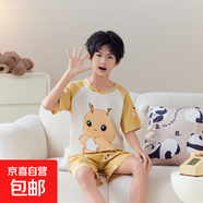 柏姬然2025新款兒童睡衣夏季棉質(zhì)短袖薄款套裝男童男孩大童青少年 33118# L