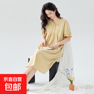 睡裙女士夏季純棉2025新款短袖寬松加大碼胖mm田園風碎花長款裙子 Z31010 M