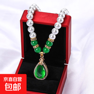 珍珠項鏈女送媽媽韓版簡約中老年母親節(jié)鎖骨項鏈氣質(zhì)百搭保色 鑲鉆項鏈【綠色】